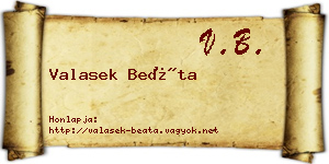 Valasek Beáta névjegykártya